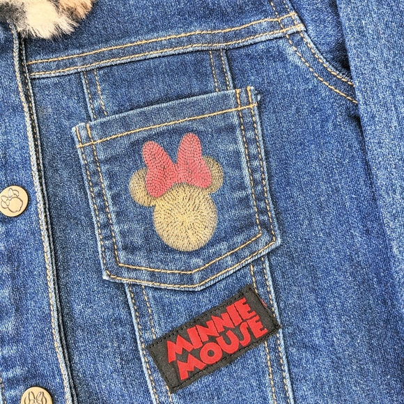 Disney Junior Girls Denim Jacket with Leopard Print Collar - Picture 5 of 11
